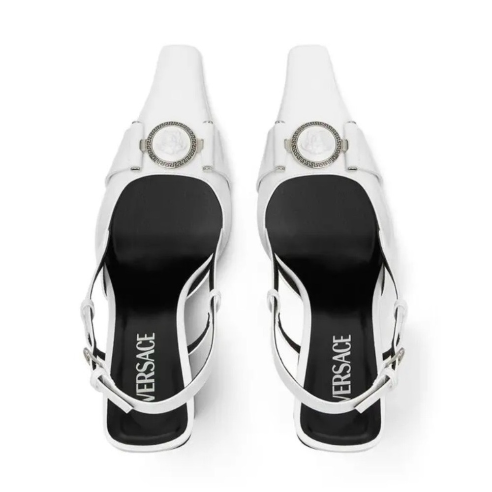 Versace White Medusa Slingback Heels